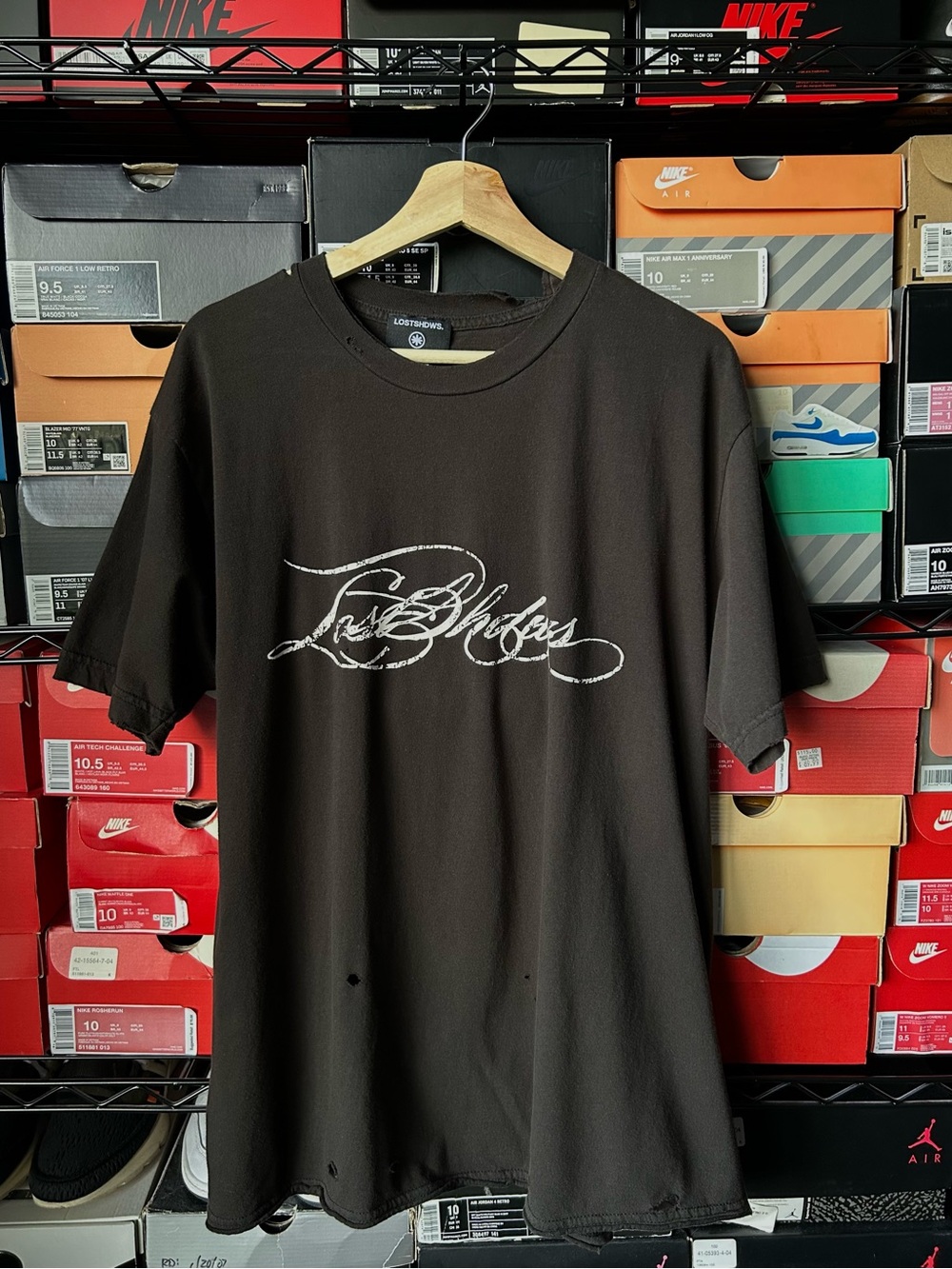 Lost Shdws. Philadelphia Exclusive T- shirt. Distressed. Script Logo. New